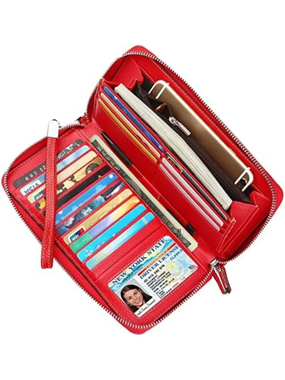 Compact RFID Blocking Leather Wallet for Women - Bifold Purse with ID Windows